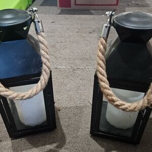 Black Lanterns with Rope Handles